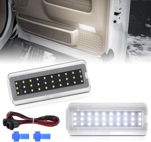 LED Interior Door Panel Reflector Courtesy Lights For Ford F250 F350 F450 F550 Super Duty 1999-2007, Excursion 2000-2005, White and Red Warning Lamp Assembly in Saudi Arabia