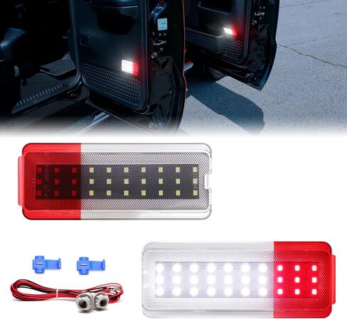 LED Interior Door Panel Reflector Courtesy Lights For Ford F250 F350 F450 F550 Super Duty 1999-2007, Excursion 2000-2005, White and Red Warning Lamp Assembly in Saudi Arabia