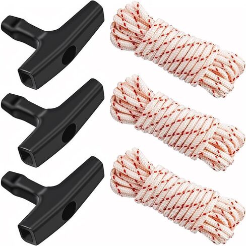 Recoil Starter Parts 3 Pack Pull For Cord Rope With Handle Starter Rope For Mower, For Generat or, Saw stock in Kuwait