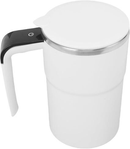 Automatic Stirring Cup Rechargeable Effortless Mixing for Hot Beverages for Home Office Travel ABS, 304 Stainless Steel White in Saudi Arabia