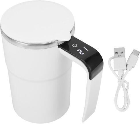 Automatic Stirring Cup Rechargeable Effortless Mixing for Hot Beverages for Home Office Travel ABS, 304 Stainless Steel White in Saudi Arabia