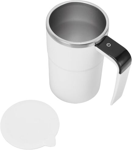 Automatic Stirring Cup Rechargeable Effortless Mixing for Hot Beverages for Home Office Travel ABS, 304 Stainless Steel White in Saudi Arabia