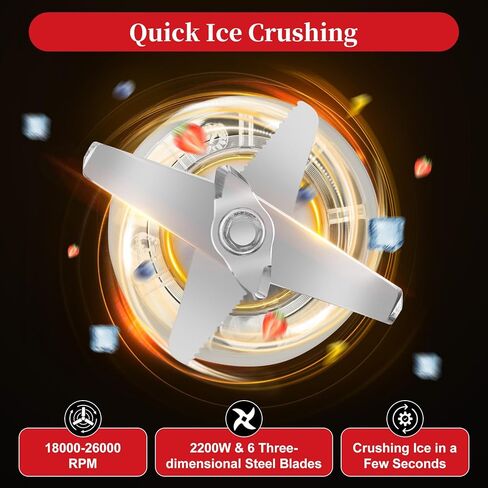 خلاط 2200 واط للعصائر - خلاطات تجارية عازلة للصوت وهادئة، وعاء من الفولاذ المقاوم للصدأ وواقي من الرذاذ قابل للإزالة، كسارة ثلج شديدة التحمل لمطعم وبار المنزل والمطبخ ومخفوقات العصائر in Kuwait