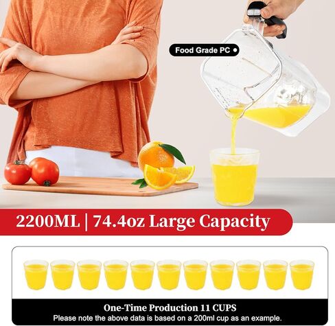 خلاط 2200 واط للعصائر - خلاطات تجارية عازلة للصوت وهادئة، وعاء من الفولاذ المقاوم للصدأ وواقي من الرذاذ قابل للإزالة، كسارة ثلج شديدة التحمل لمطعم وبار المنزل والمطبخ ومخفوقات العصائر in Kuwait