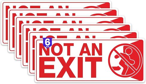 6 x Not an Exit Sign Sticker | 10 x 4 Inch Self-adhesive Vinyl This is Not an Exit Sign | UV-resistant, Waterproof Not an Exit Signs for Business in Saudi Arabia