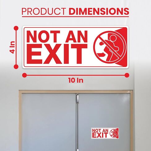6 x Not an Exit Sign Sticker | 10 x 4 Inch Self-adhesive Vinyl This is Not an Exit Sign | UV-resistant, Waterproof Not an Exit Signs for Business in Saudi Arabia