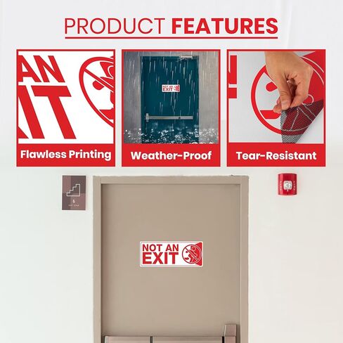 6 x Not an Exit Sign Sticker | 10 x 4 Inch Self-adhesive Vinyl This is Not an Exit Sign | UV-resistant, Waterproof Not an Exit Signs for Business in Saudi Arabia