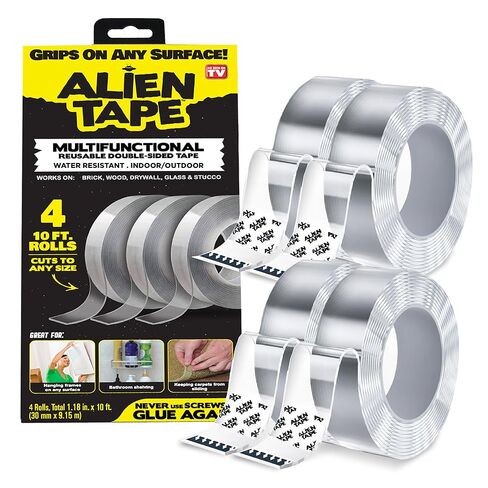 ALIEN TAPE Double Sided Tape Heavy Duty, Nano Tape, Double Sided Mounting Tape, Heavy Duty Double Sided Tape for Walls, Wall Tape, Clear Adhesive Tape for Poster Photo Wall Décor As Seen on TV 40 Feet in Kuwait
