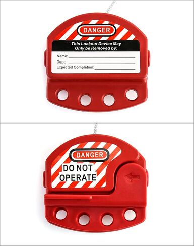 QWORK Lockout Tagout Cable Lock, 4 Pack Adjustable Steel Vinyl Coated Cable Lockout, 3/16" Diameter, 5.9' Length, Red in Kuwait