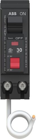 ABB Q-Line® THQL1130GFT Ground Fault Circuit Breaker • 30 Amp Single-Pole Breaker • GFCI Protection • 120/240 VAC • 10 kAIC Interrupt Rating • Plug-On Pigtail Breaker for Load Centers in Saudi Arabia