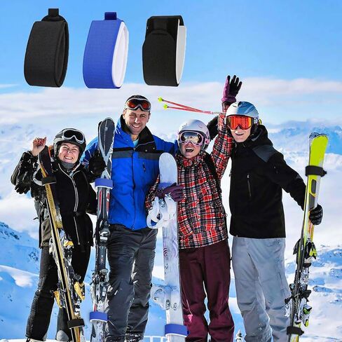 6 قطع من أشرطة تثبيت التزلج، أشرطة تزلج قابلة للتعديل لحمل أربطة التزلج، أشرطة مع وسادات حماية قابلة للتعديل، ملحقات الرياضات الشتوية للعائلات وعطلات الكريسماس، منظم معدات متعدد الاستخدام in Kuwait