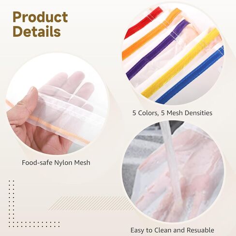 5 Pcs 5 Gallon Reusable Mesh Filter Bags, Nylon Filter Bags with Storage Bag for Kitchen, Reusable Filter Bag, for Hydroponics Gardening and Industrial Applications in Kuwait