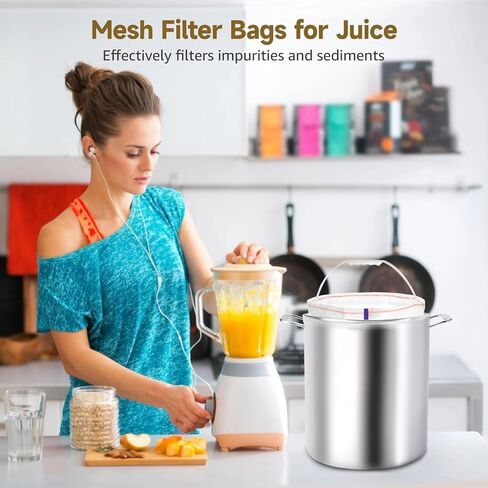 5 Pcs 5 Gallon Reusable Mesh Filter Bags, Nylon Filter Bags with Storage Bag for Kitchen, Reusable Filter Bag, for Hydroponics Gardening and Industrial Applications in Kuwait