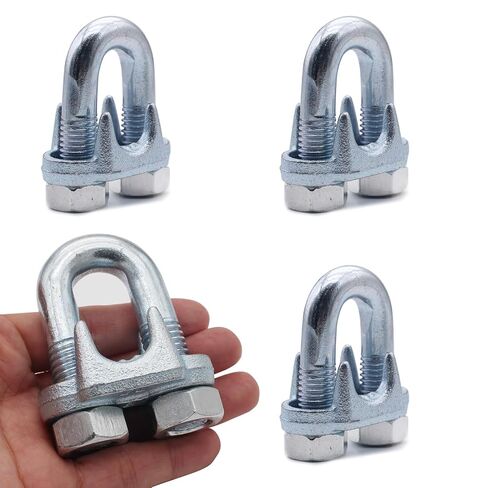 5/8 Inches Wire Rope Clamp,Heavy Duty Wire Rope Cable Clip Clamp,Zinc Plated Wire Rope Clips 4 Pcs (M15) in Kuwait