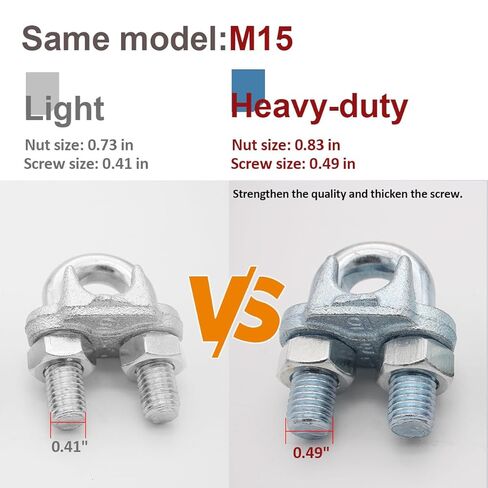 5/8 Inches Wire Rope Clamp,Heavy Duty Wire Rope Cable Clip Clamp,Zinc Plated Wire Rope Clips 4 Pcs (M15) in Kuwait