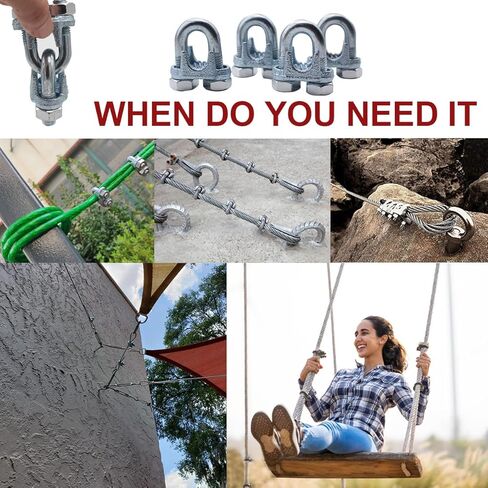 5/8 Inches Wire Rope Clamp,Heavy Duty Wire Rope Cable Clip Clamp,Zinc Plated Wire Rope Clips 4 Pcs (M15) in Kuwait