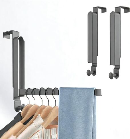 2 عبوة فوق شماعات الباب قابلة للطي رف تجفيف الملابس ، قم بتركيب الباب حتى 1-3/4 "الأمثل ، معطف معلق قابل للطي قابلة للطي مع قضيب قابل للسحب ، خطاف شماعات الملابس لغرفة الغسيل (أبيض) in Kuwait