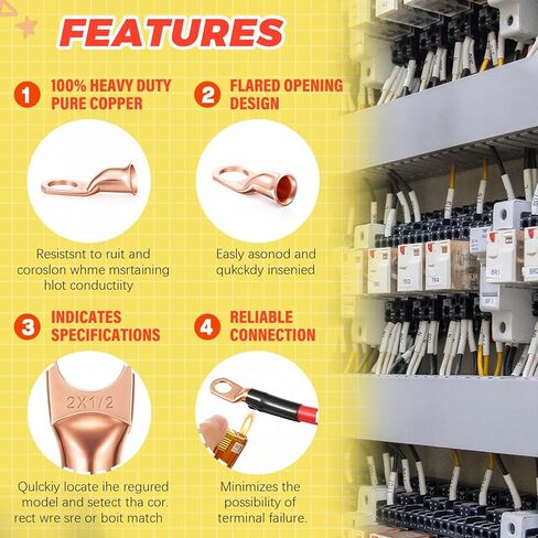 220 Pcs Battery Cable Ends Kit Battery Terminal Connectors with 110 Pcs Awg 1 2 4 6 8 1/0 2/0 Gauge Heavy Duty Copper Wire Lugs Kit Lugs Ring Terminals Gauge with 110 Items 3: 1 Heat Shrink Tubing in Saudi Arabia