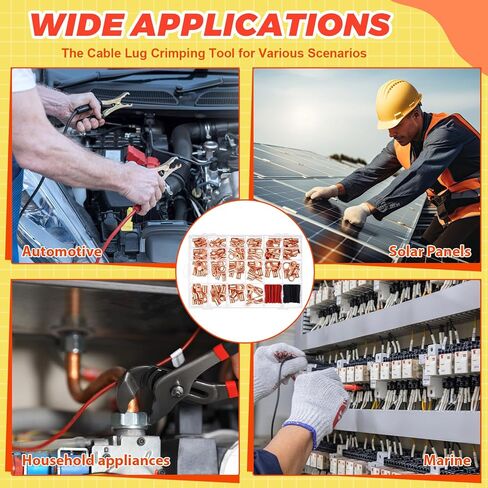 220 Pcs Battery Cable Ends Kit Battery Terminal Connectors with 110 Pcs Awg 1 2 4 6 8 1/0 2/0 Gauge Heavy Duty Copper Wire Lugs Kit Lugs Ring Terminals Gauge with 110 Items 3: 1 Heat Shrink Tubing in Saudi Arabia