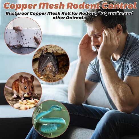 LANIAKEA Copper Mesh Rodent Control 5in x 98ft Mesh Roll Wrap Wire with Scissors Rustproof Pure Copper Wire Mesh Wool Roll for Rodent Mice Hole Filler Hole Blocking, Gardening & Sealing Water Opening in Kuwait
