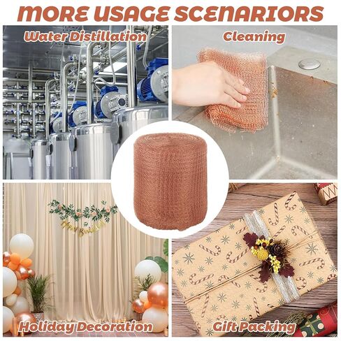 LANIAKEA Copper Mesh Rodent Control 5in x 98ft Mesh Roll Wrap Wire with Scissors Rustproof Pure Copper Wire Mesh Wool Roll for Rodent Mice Hole Filler Hole Blocking, Gardening & Sealing Water Opening in Kuwait