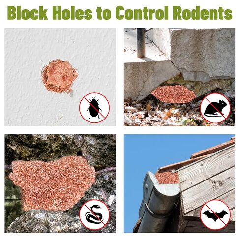 Copper Mesh Roll for Mice Rodent Rat, Sturdy 5'' x 33Ft & 8'' x 33Ft Copper Wool Mouse Trap Hole Filler for Bat Snail Bird Control, DIY Hole Filler for Vents, Soffits & Home Defense (2 Roll) in Kuwait