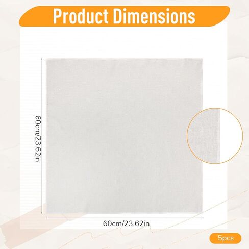 5 Pcs Straining Cloth, 23x23 Inch Cheesecloth for Cooking Steamer Cloth Reusable Cotton Cheesecloth Cooking, Canning, Steaming, Food Filter Cloths, Nut Milk, Cheese Making in Kuwait
