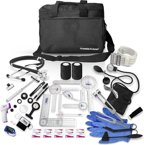 ASA TECHMED Physical Therapy Home Health Aide Comprehensive Kit - Carrying Bag, Blood Pressure Cuff, Stethoscope, Gait Belt - Blue in Saudi Arabia