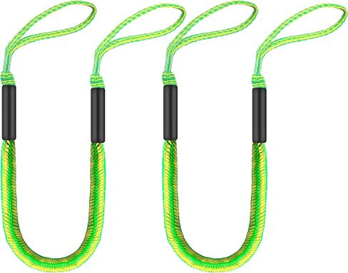 خط رصيف بنجي مع حلقات - حبل رسو مرن خفيف الوزن لرسو السفن السريع (2، أسود، 4 أقدام) in Kuwait