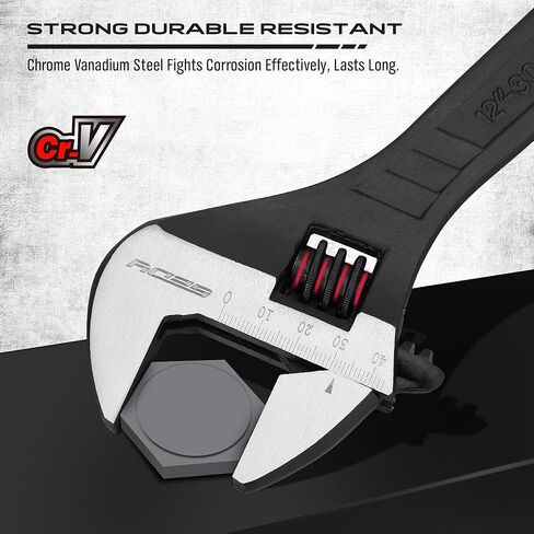 Adjustable Wrench Set Wrenches Sets: 4-Piece 6, 8, 10, 12 Inch Chrome Vanadium Steel Corrosion-Resistant Black Oxide Finish for Automotive Plumbing and Household Repairs in Kuwait