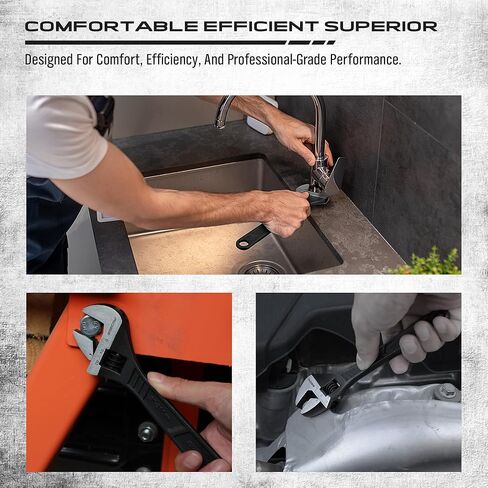 Adjustable Wrench Set Wrenches Sets: 4-Piece 6, 8, 10, 12 Inch Chrome Vanadium Steel Corrosion-Resistant Black Oxide Finish for Automotive Plumbing and Household Repairs in Kuwait