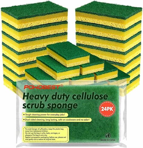24 حزمة منصات إسفنجية متعددة الأغراض ، إسفنج فرك شاق ، يمكن استخدامها لتنظيف البقع السطحية ، يمكن استخدامها لتنظيف المطبخ والأواني والأوعية والحمامات والبلاط وأحواض الاستحمام والجدران مساعد جيد للتنظيف المنزلي in Kuwait