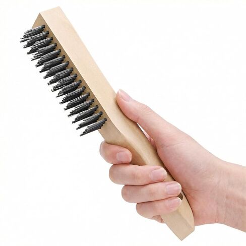 Elsjoy 12 Pack 10 Inch Wire Scratch Brush with Wooden Handle, Heavy Duty Steel Wire Brushes for Cleaning Rust, Paint Removal in Saudi Arabia