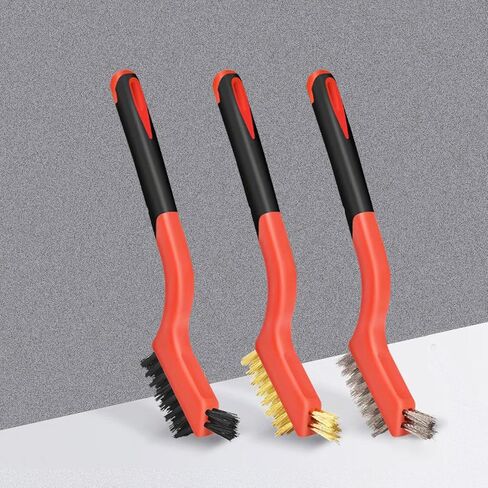مجموعة 3 قطع من فرش الأسلاك لتنظيف فرشاة معدنية من الفولاذ ومقبض منحني للتنظيف العميق in Saudi Arabia