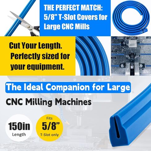 غطاء T-Slot مقاس 5/8 بوصة لآلة الطحن، طقم غطاء T-Slot لآلة الطحن، يناسب طاولة مطحنة يدوية مقاس 9 بوصة × 48 بوصة، عرض 5/8 بوصة × طول 150 بوصة in Kuwait