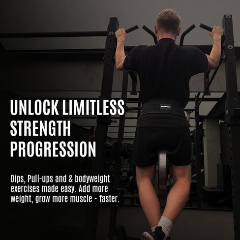 حزام كاتامو ديب مع سلسلة لرفع الأثقال - حزام رفع الأثقال من الجلد الفاخر بسعة وزن 440 رطلًا للسحب والانخفاضات والقرفصاء، ودعم مريح للظهر، شديد التحمل للرجال والنساء in Kuwait