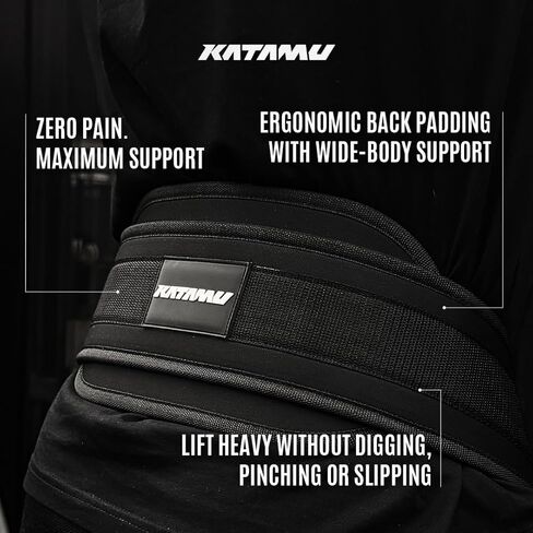 حزام كاتامو ديب مع سلسلة لرفع الأثقال - حزام رفع الأثقال من الجلد الفاخر بسعة وزن 440 رطلًا للسحب والانخفاضات والقرفصاء، ودعم مريح للظهر، شديد التحمل للرجال والنساء in Kuwait