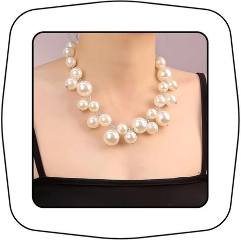 Long Pearl Necklace for Women Multilayer Faux Pearl Bead Long Strand Chain Chunky Big Pearl Necklace Vintage Stacked Tassel Strands Necklace Bridal Wedding Party 1920s Costume Jewelry in Saudi Arabia