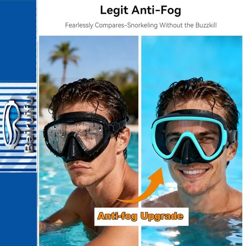 Bairuifu 4 in 1 Snorkeling Gear for Adults - Genuine Advanced Anti-Fog Panoramic Mask, Dry Top Snorkel, Fins & Travel Bag for Snorkeling, Swimming and Travel in Kuwait
