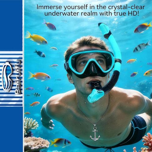 Bairuifu 4 in 1 Snorkeling Gear for Adults - Genuine Advanced Anti-Fog Panoramic Mask, Dry Top Snorkel, Fins & Travel Bag for Snorkeling, Swimming and Travel in Kuwait