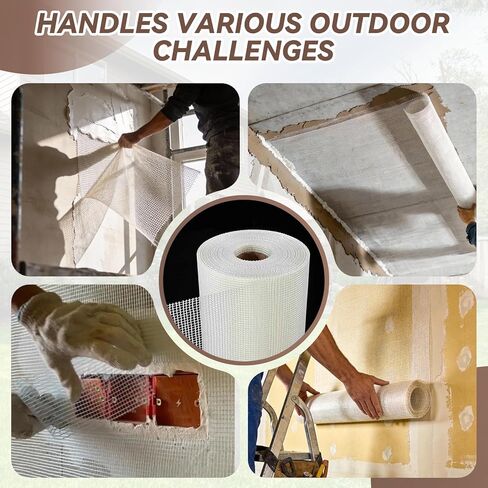 3.3x328ft Fiberglass Mesh Roll, 160g/m² White Stucco Mesh for Concrete. Enhanced Strength & Stability for wall Crack Repair, Interior/Exterior Construction, and Ceilings Seam Reinforcement. in Kuwait