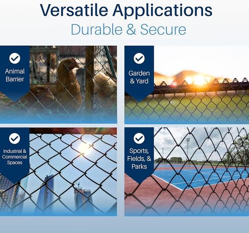 Heavy-Duty Galvanized Steel Chain Link Fence Fabric - 6x50 ft. | 7 AWG Wire | Black PVC Coated | Rust & Corrosion Resistant | Security-Grade Mesh for Residential & Commercial Use in Kuwait