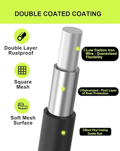 Black Hardware Cloth 72'' x 50' 1/2 inch Mesh 19 Gauge - PVC Coating Wire Mesh Rolls Vinyl Coated Wire Fence Roll Garden Fencing Chicken Run Mesh Screen in Kuwait