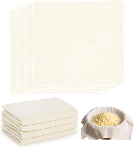 4 Pcs Reusable Cheesecloth Grade 100, 20x20 Inch Organic Cheesecloth for Straining, Fabric Fine Mesh Unbleached Cotton Strainer Muslin Cloth for Cheese Making, Nut Milk, Filtering in Kuwait
