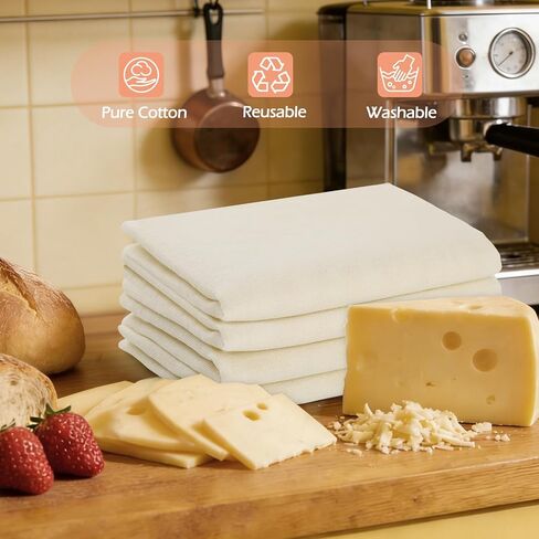 4 Pcs Reusable Cheesecloth Grade 100, 20x20 Inch Organic Cheesecloth for Straining, Fabric Fine Mesh Unbleached Cotton Strainer Muslin Cloth for Cheese Making, Nut Milk, Filtering in Kuwait