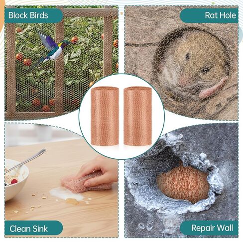 SHENLIU 8" x 100ft Copper Mesh, Double Layer Pure Wire Mesh Rustproof DIY Hole Filler Pure Wire Mesh for Homes Gardens Sealing Water Opening and DIY Easy to Cut in Kuwait