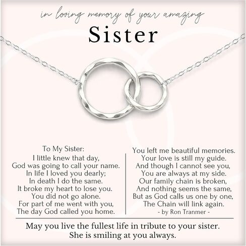 HOPE LOVE SHINE Sympathy Gift for Loss of Sister - Remembrance, Bereavement, Memorial Necklace, Jewelry 16+2" in Kuwait
