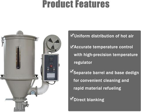 25kg Hot Air Vertical Plastic Dryer Stainless Steel Hopper Type Plastic Drying Machine 220V 3500W in Kuwait