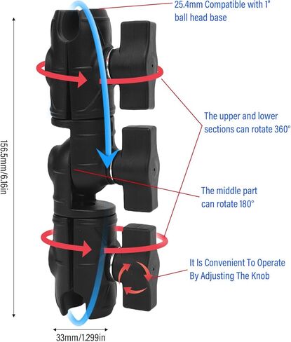 Double Socket Arm with Dual 1" Ball Sockets, Double Socket Swivel & Ratchet Arm for Motorcycle Car Engineering Machine in Saudi Arabia