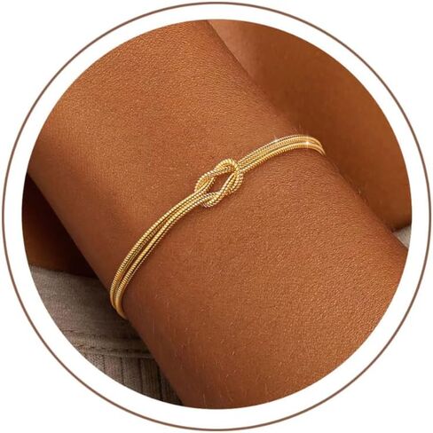 KOHOTA Silver Gold Bracelets for Women Trendy 14K Gold Plated Bracelet for Women Non Tarnish Dainty Stackable Layered Chain Heart Pearl Knot Beaded Bracelets Stack Set Charm Mothers Day Jewelry Gifts in Kuwait